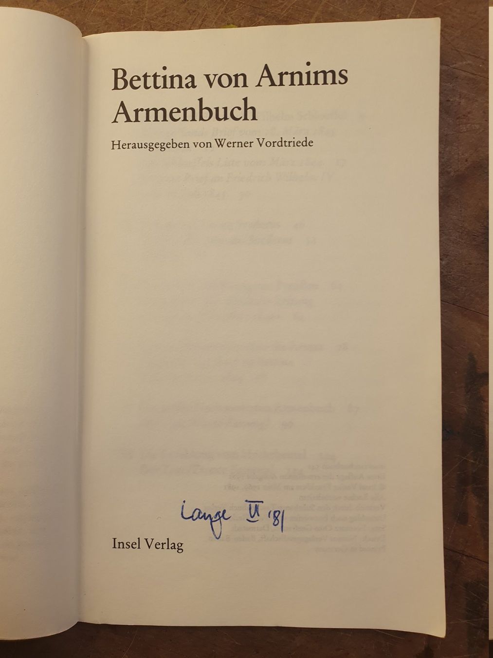 Libri: Armenbuch - Bettina von Arnims – Usato da Zürich venduto da loosebone 3