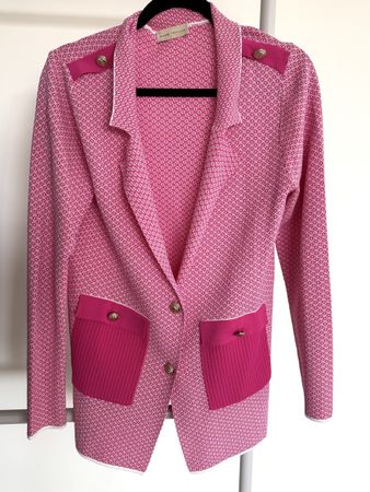 Madame Vestiaire Sommerblazer Pink/Weiss mit goldenen Detail