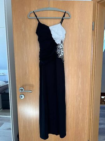 Abendkleid /Galakleid schwarz-weiss, Pailletten, Gr. 36/ S