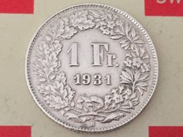 1 Franken 1931 ss-vz, nur 1,0 Mio!