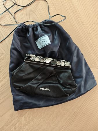PRADA 2010 Crystal Embellished Satin Clutch Pochette