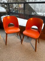 Paar orange vintage 50s Kinderstühle Design