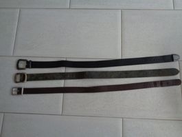 3 x GÜRTEL ECHT LEDER GR.70 CM. NEUWERTIG