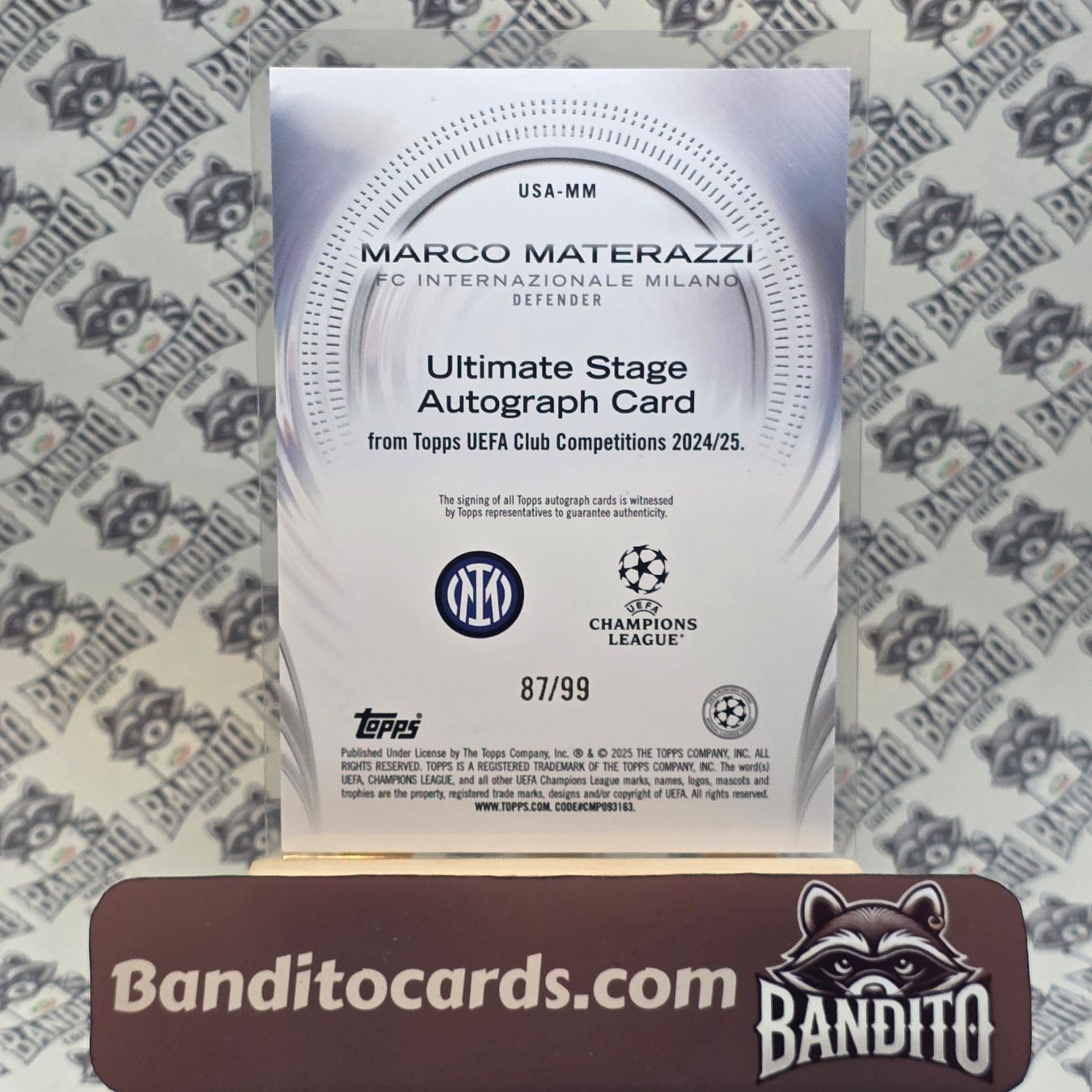 Topps Carte collezionabili: Topps UCC Flagship Marco Materazzi Auto /99 - Inter – Usato da Liebefeld venduto da Banditocards 1
