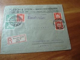 Dt. Reich, R-Brief 1925, bunt frankiert, o Frankfurt aM