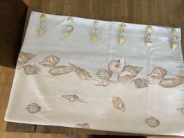 Sommer Duschvorhang mit Muscheln und Haken, neuwertig