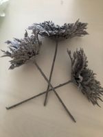 3 Stk. künstliche Blumen, Kunstblumen, Herbstdeko, Grau