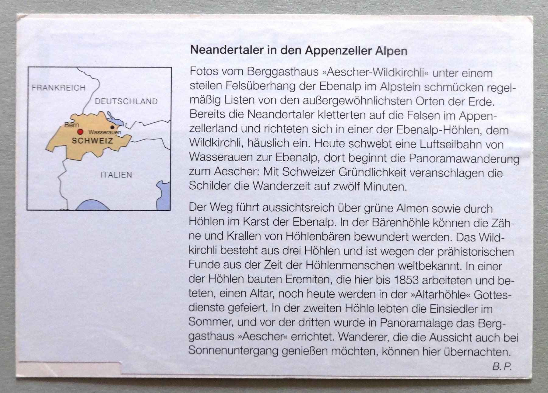 Ansichtskarten: Aescher - Wildkirchli - Ebenalp – Gebraucht aus Fétigny von Billy2miny 1