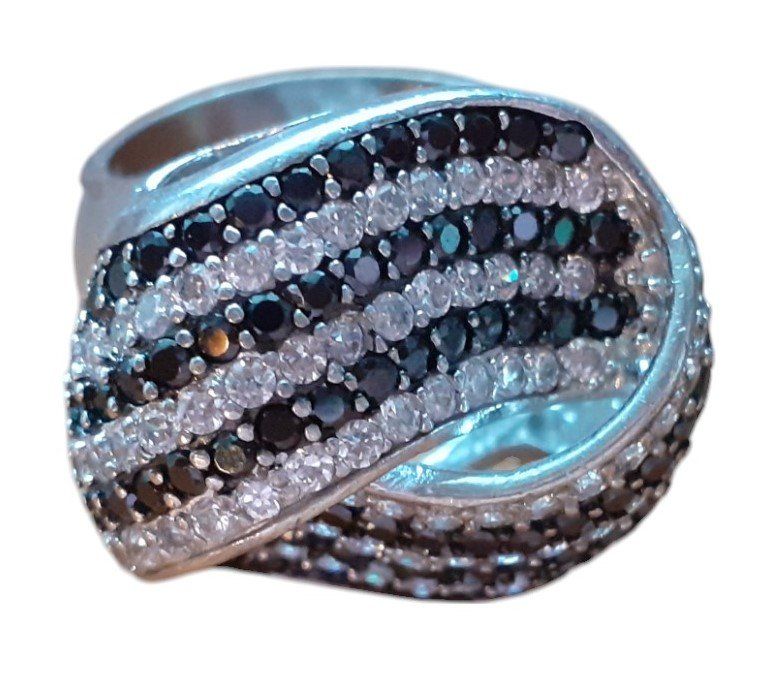 Anelli: Ring Silber Bergkristall & Onyx – Usato da Mörschwil venduto da wunderkiste44