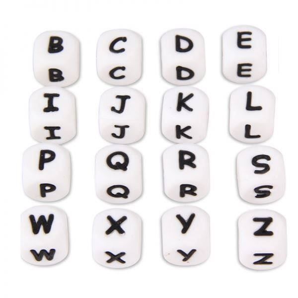 Perle (finte): Buchstabenperlen Silikon 12x12mm – Nuovo (secondo la descrizione) da Alpnachstad venduto da perlengaby