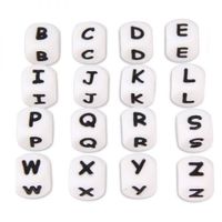 Buchstabenperlen Silikon 12x12mm