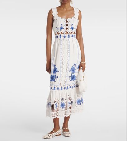 Farm Rio Embroidery Midi Dress