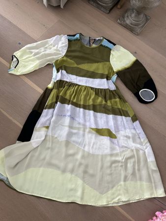 Marc O‘ Polo Gr. 36 Kleid olive weiss Maxikleid