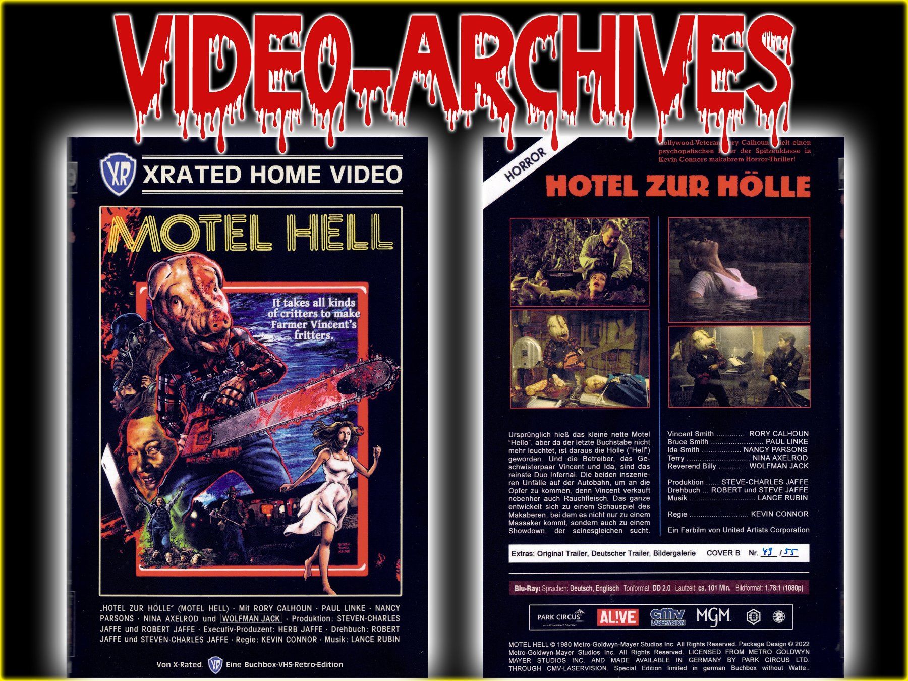 Alle DVDs: Motel Hell / Grosse Hartbox X-Rated / uncut / Nr. 49/55 – Neu (gemäss Beschreibung) aus Füllinsdorf von VIDEO-ARCHIVES