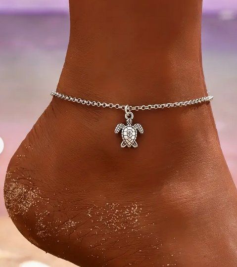 Meetlight Fußkettchen Damen - 4 Stück Mit Schildkröten Perlen