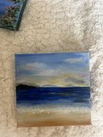 Acrylic painting on canvas small landscape beach scene