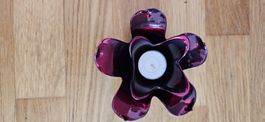 Kerzenständer Blume aus Glas Rot
