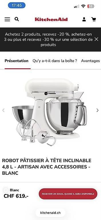 Elettrodomestici da cucina: KitchenAid 5K45 Blanc casi neuf – Usato da Founex venduto da cel_9rqq