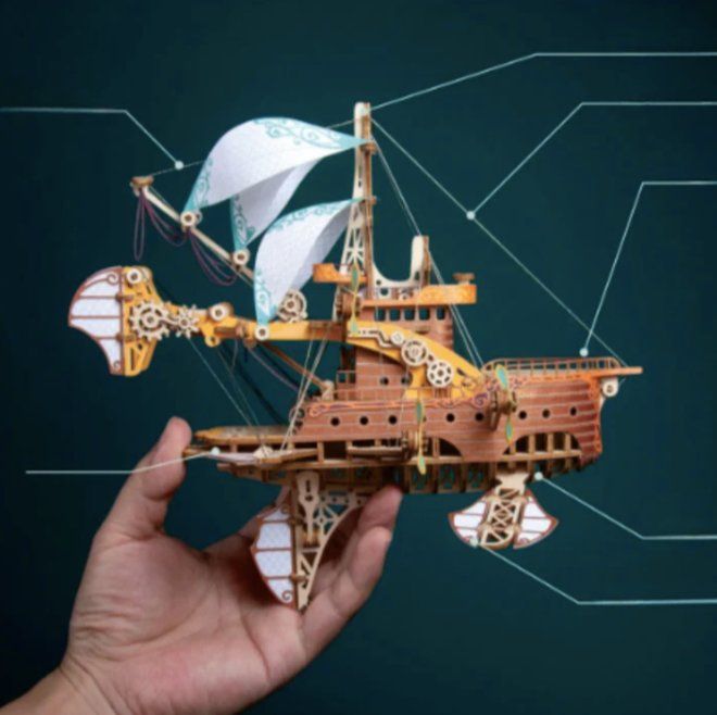 Puzzle: 3D Holz Puzzle Fantasy-Raumschiff – Nuovo e nell'imballaggio originale da Geneve venduto da Titi2008 2