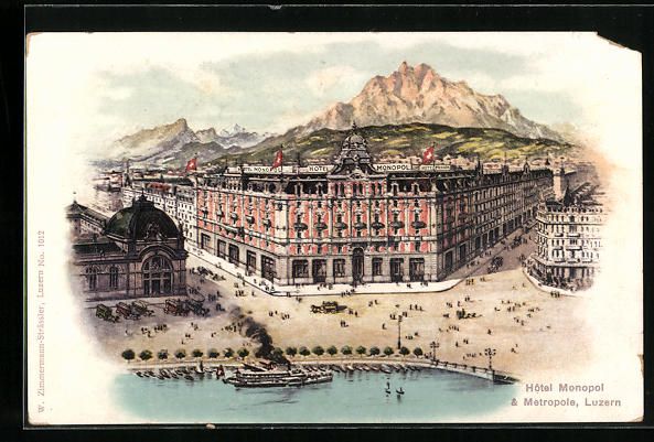 Cartoline postali: Luzern, Hotel Monopol u. Metropole – Usato da Berlin venduto da bartko-reher