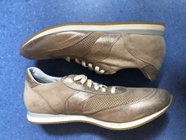 SNEAKER DI MARZIO NEU & UNGETRAGEN GOLD BEIGE EDEL ECHTLEDER