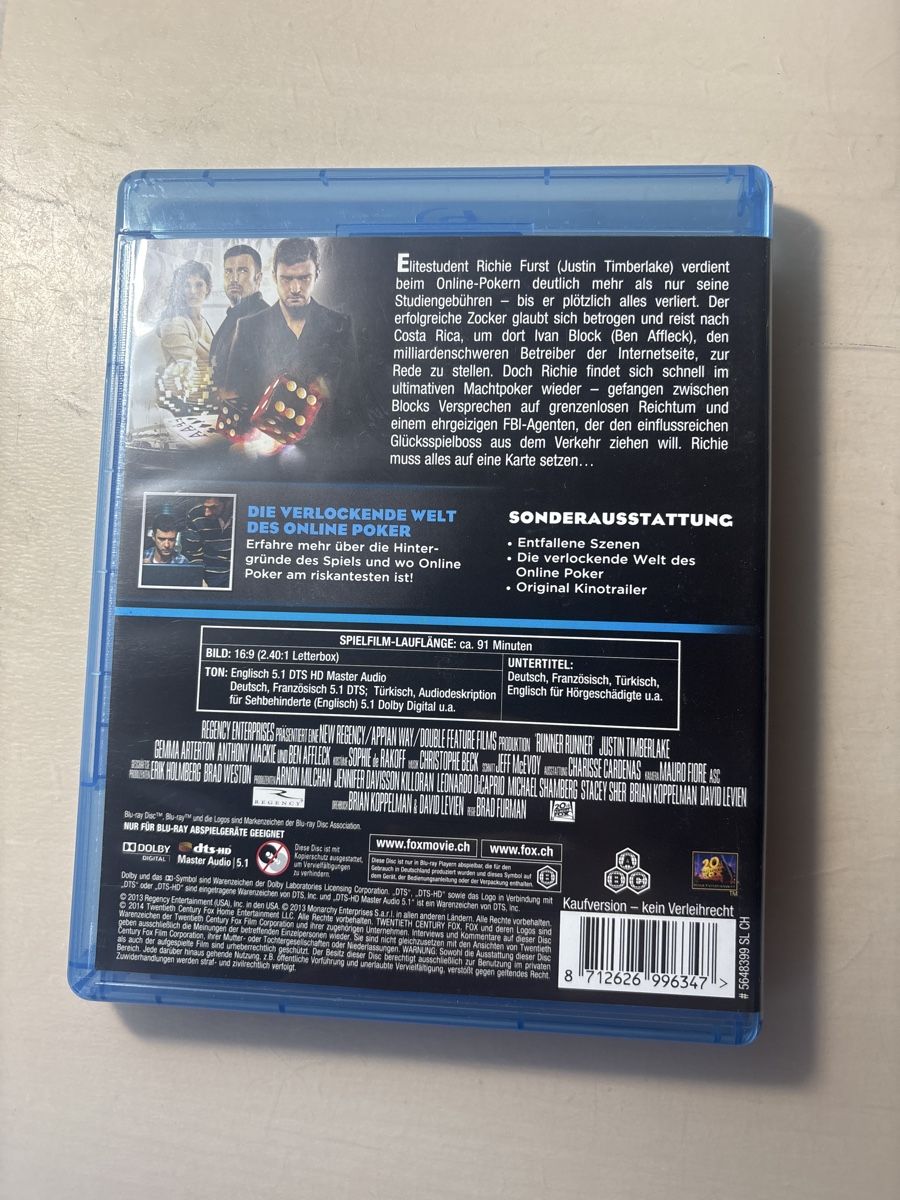 Tutti i DVDs: Blu-Ray: Runner Runner mit Ben Affleck & Justin Timberlake – Nuovo (secondo la descrizione) da Ruswil venduto da Slivio_ 1