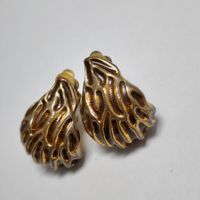 Vintage Ohrclips vergoldet fein gemustert Kugel Form #C1