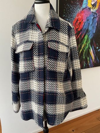 Tweed Bluse-Jacke Damen Gr. 38 kariert Esprit