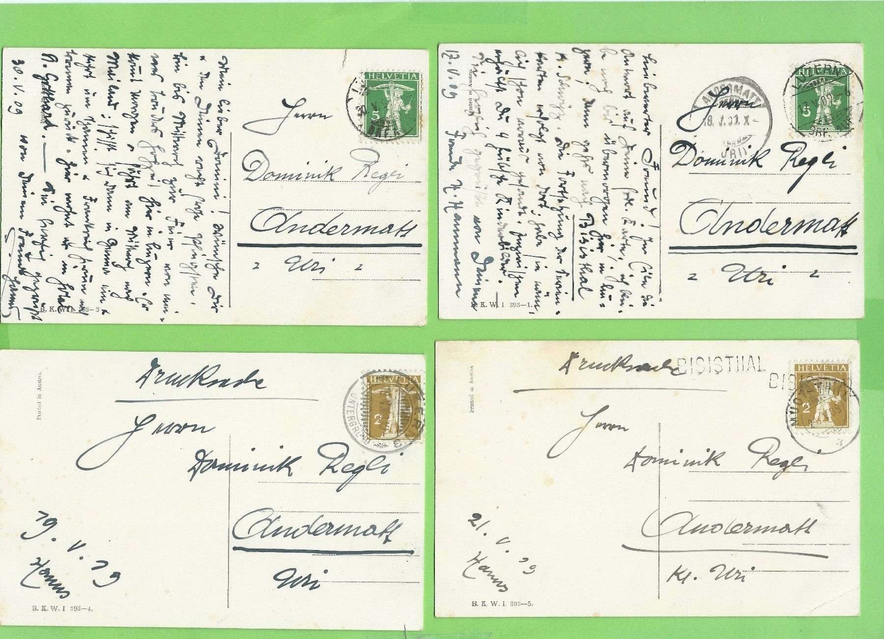 Cartoline postali: 4 antike Postkarten, Kindermotive, ca.1909 – Usato da Zürich venduto da t24_de 1