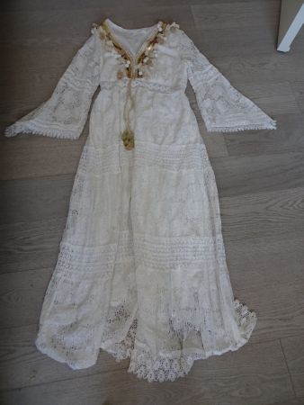 BOHO IBIZA Maxikleid Spitzenkleid weiss lang Gr. 40