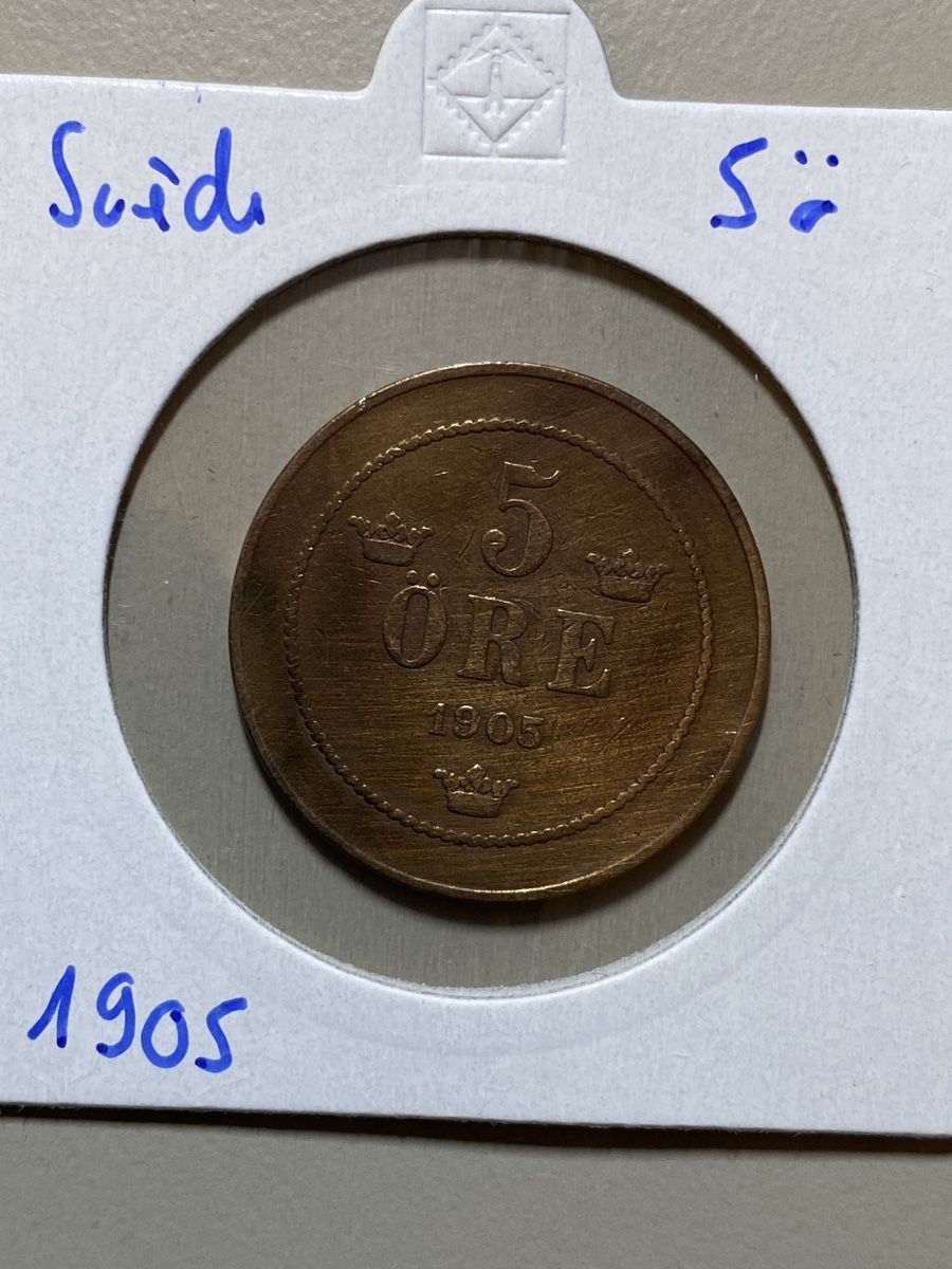 Tutti le monete: Suède - 5 Öre - 1905 – Usato da Payerne venduto da Mike1682