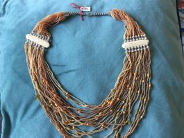 Collier perles de verre multirangs stylé