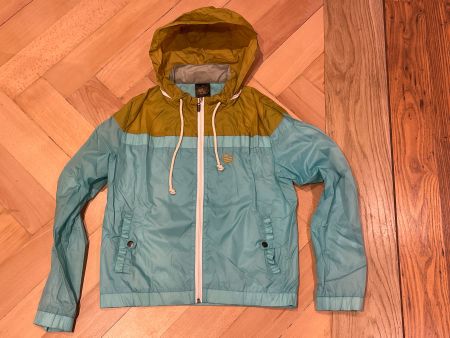 Türkis/Cognacfarbene Vintage KANABEACH Übergangsjacke Gr. 36