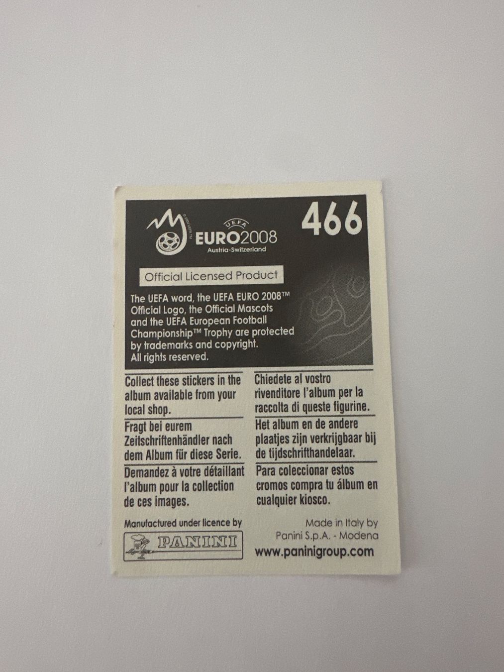 Panini Cartes à collectionner: Panini UEFA EM 2008 Sticker - Nr. 466 – D'occasion à Sulz AG par DealWerk 1