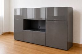 Modernes TV-Board / Sideboard in Hochglanz Grau 