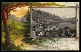 Litho Montreux, Ortsansicht mit Dent du 