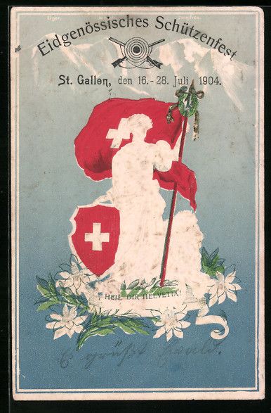 Ansichtskarten: Präge-Lithographie St. Gallen, Schütze – Gebraucht aus Berlin von bartko-reher
