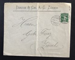 ALTER BRIEFUMSCHLAG DANZAS & CIE. ZÜRICH 1911