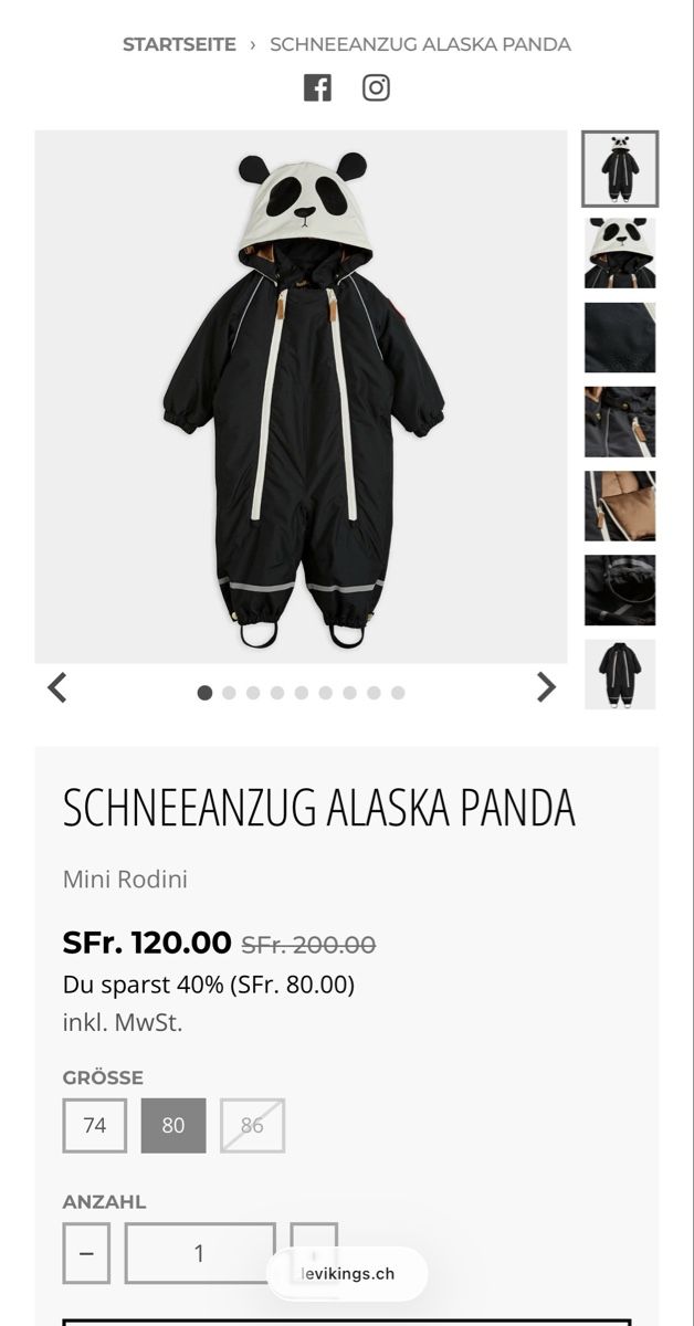 Completi: Mini Rodini Panda snowsuit, Gr. 80 – Usato da Mühlau venduto da mat_zzj2 2