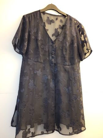 Elegante festliche Bluse, dunkelblau, transparent Gr. 40
