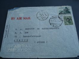 Flugbrief Ägypten-Zürich, um 1954, Marken mit Üdruck