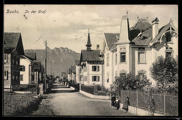 Cartoline postali: Buchs, Strassenpartie In der Graf mit Ki – Usato da Berlin venduto da bartko-reher