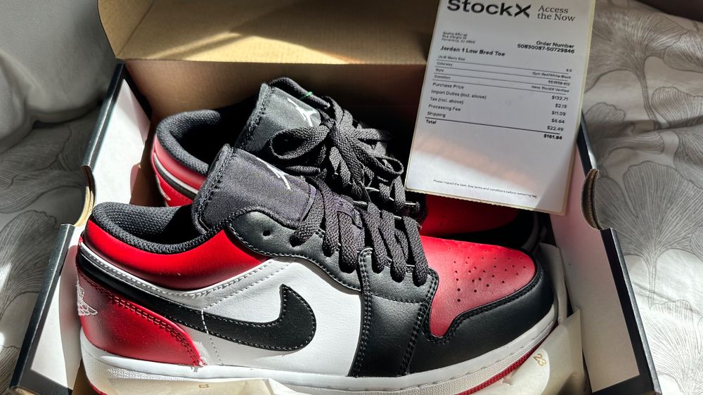 Jordan 1 bred hot sale toe 219