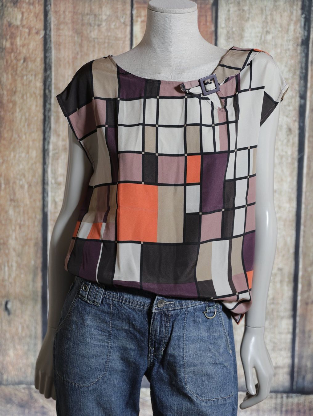 Promod Camicette: Tolle Bluse PROMOD, Grafikmuster, kurzarm, Gr. 40 – Nuovo (secondo la descrizione) da Thusis venduto da cwe_7gjm