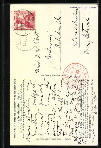 Cartes postales: AK Bern, Der Dudelsackpfeiferbrunnen – D'occasion à Berlin par bartko-reher 1