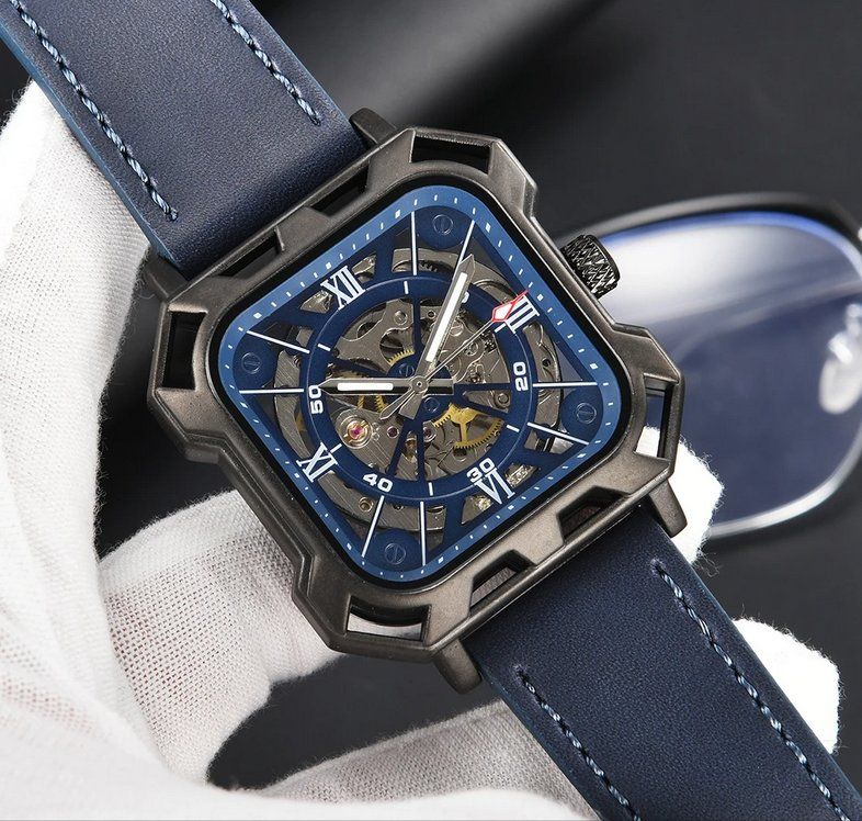 Uhren: Automatikuhr mit blauem Lederarmband Gerliata – Neu und originalverpackt aus Lausanne von WATCH-WORLD 1