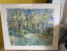 Aquarell Landschaft Fritz Pauli 31 im Rahmen guter Zustand