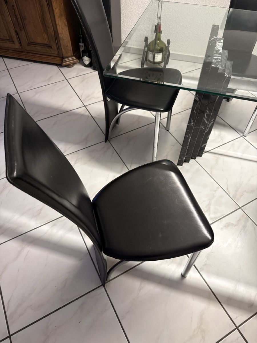 Tische: Esstisch Glas mit 7 Lederstühlen – Gebraucht aus Adligenswil von cha_vqn5 3