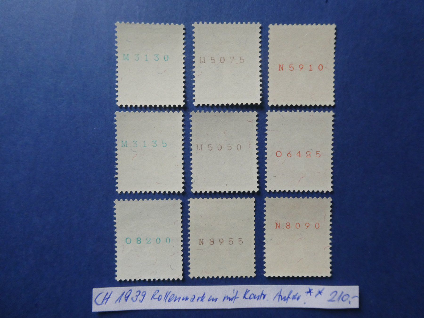 Tutti i francobolli: CH 1939 Rollenmarken mit Kontrollaufdruck postfrisch ** – Usato da Lausen venduto da Herbamare01 1