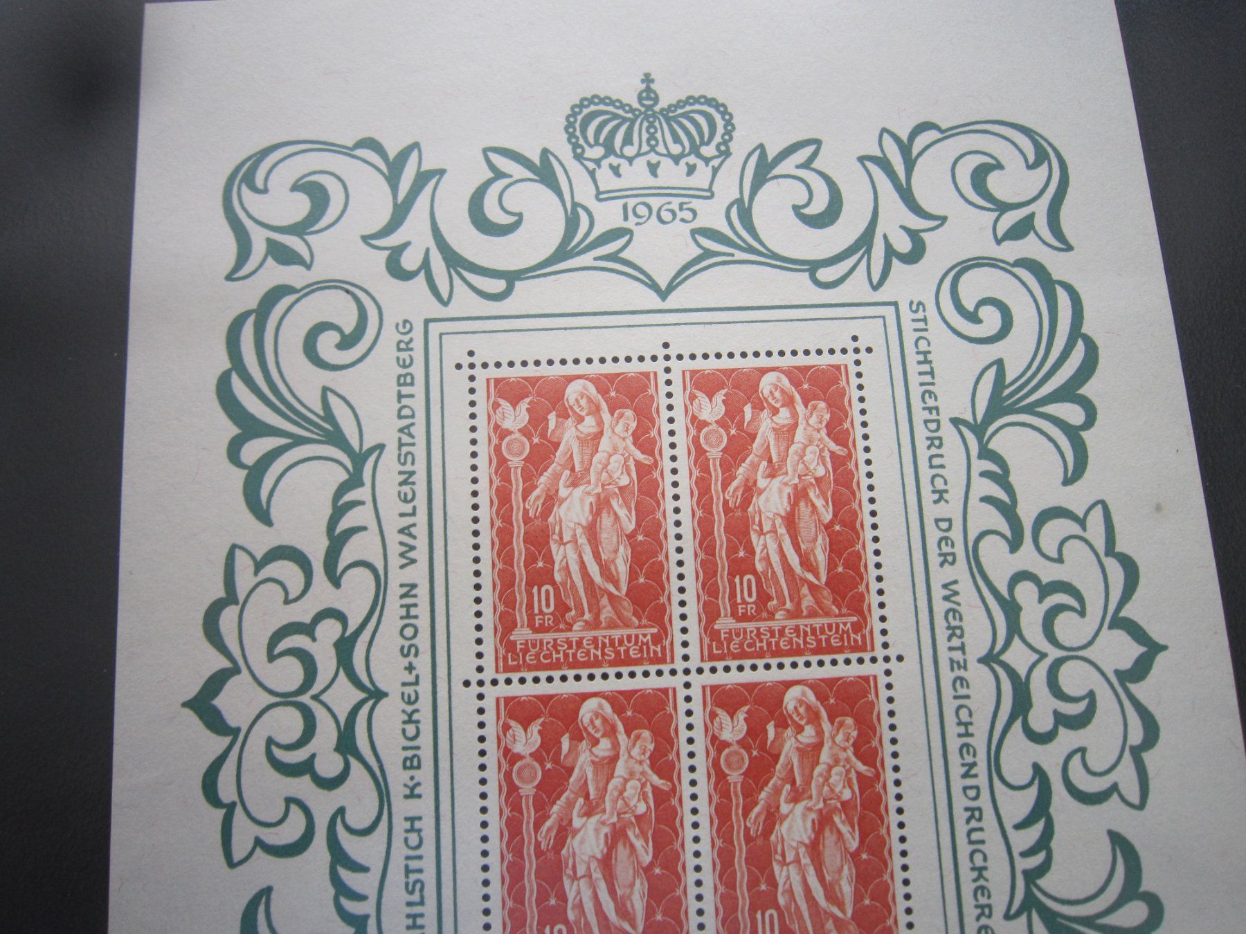 Tutti i francobolli: 1965 Madonna von Schellenberg Block Lichtenstein – Usato da Giubiasco venduto da sal_9j6w 1